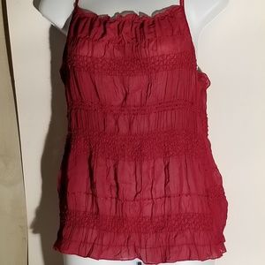 NWT red shirred camisole